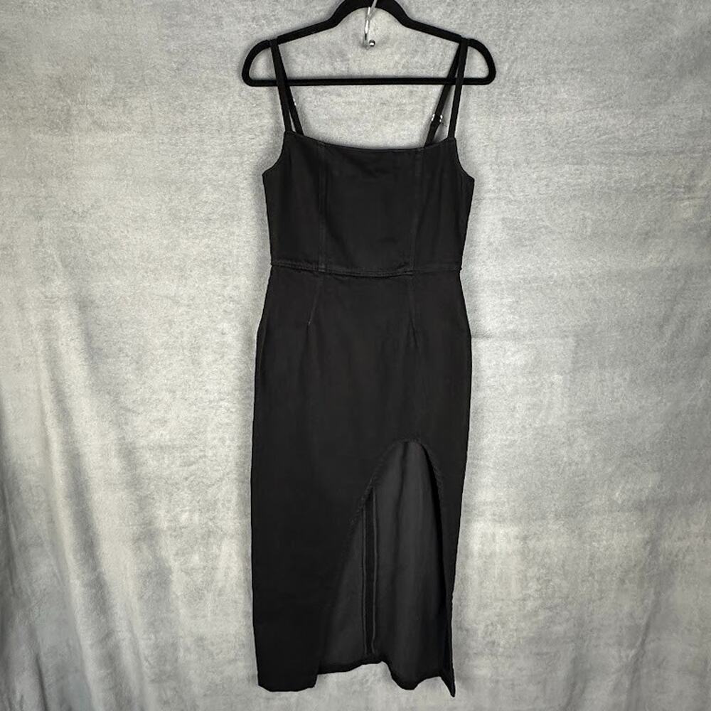 Reformation Jeans Dress Womens 6 Black Grazia Denim Midi Sleeveless Party Sexy - Picture 2 of 15